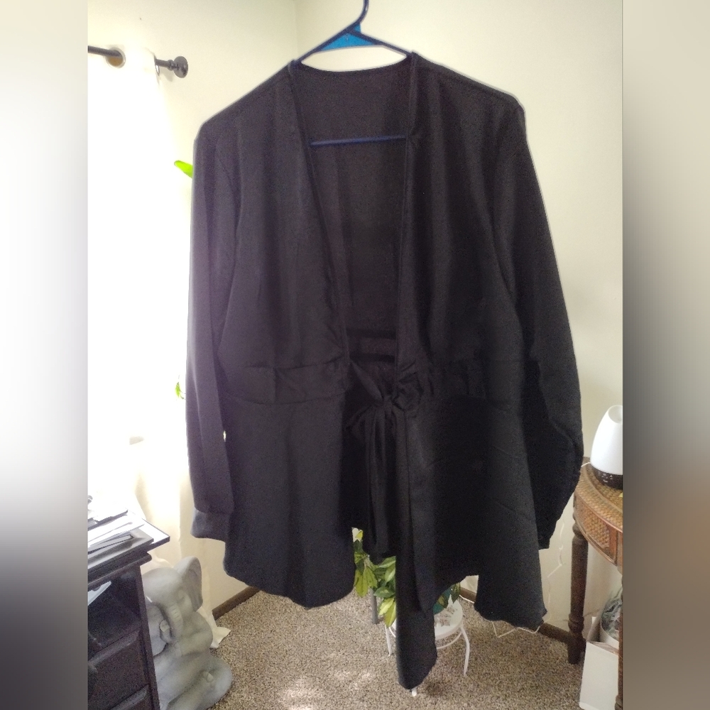 SHEIN Black Blazer with Tie Waist